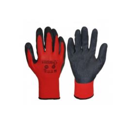 Rękawice gumowane nylonowe ze ściągaczem HORN czerwono-czarne rozmiar 8, 9, 10, 11