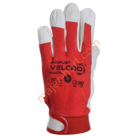Rękawice czerwono białe z koziej skóra licowej VELCO kategoria II